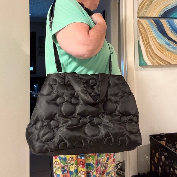 Mickey Mouse by Zara Sleek Black Quilted Bag with Adjustable Straps